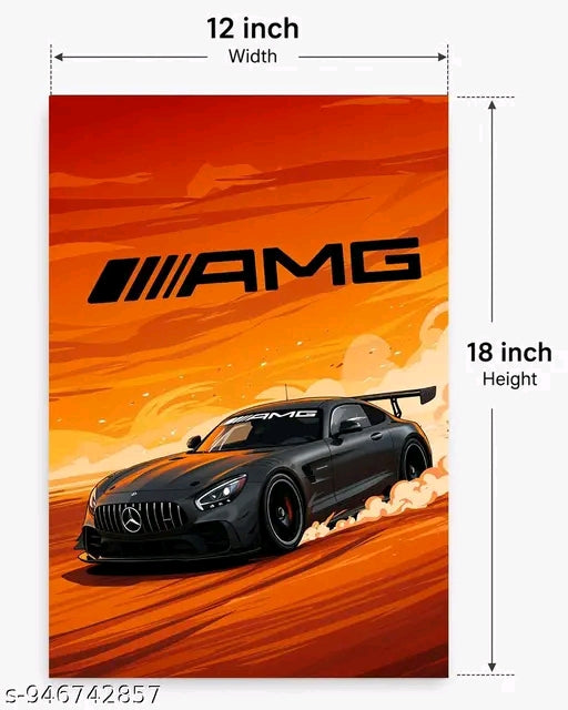 Mercedes AMG Car Aesthetic Poster | Premium Sports Car Wall Art for Bedroom, Gaming Room & Office | 12x18 Inch AMG Wall Poster