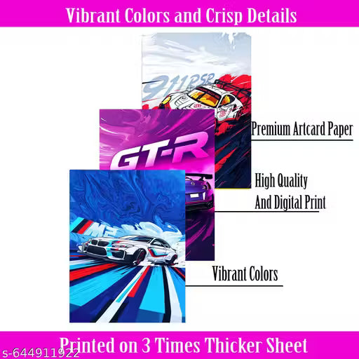 Supra GTR Car Posters Pack of 6 | Racing Wall Art