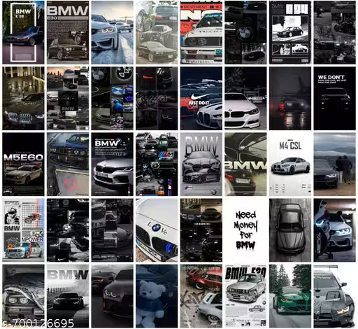 BMW Sports Car Wall Collage Kit 40 PCS for Bedroom Decor | Aesthetic Car Posters for Gaming Room | BMW Wall Art Posters for Boys Room & Office
