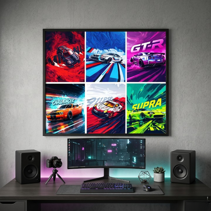 Supra GTR Car Posters Pack of 6 | Racing Wall Art