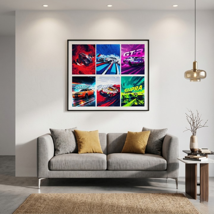 Supra GTR Car Posters Pack of 6 | Racing Wall Art