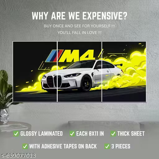 BMW M4 Sports Car Poster | Luxury Racing Car Wall Art for Gaming Room, Bedroom & Office Decor
