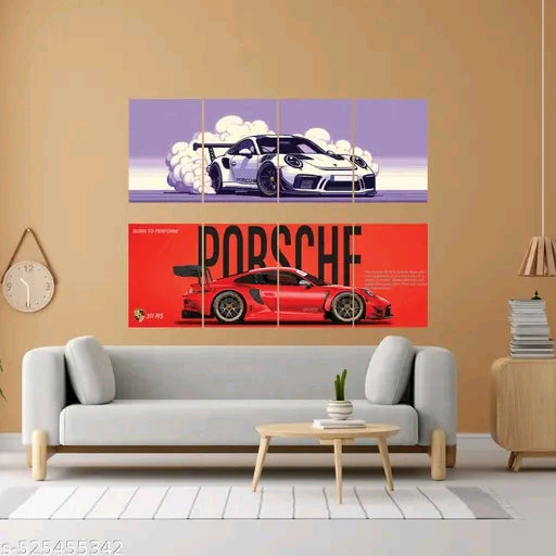 Premium Porsche 911 RS Wall Poster Set of 8 | Luxury Sports Car Aesthetic Posters | 300 GSM Matte Prints for Bedroom, Gaming Room & Office Decor
