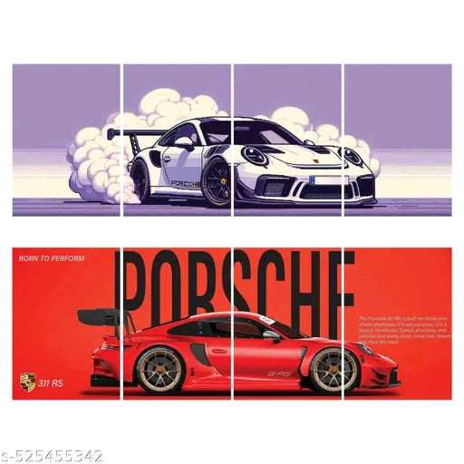 Premium Porsche 911 RS Wall Poster Set of 8 | Luxury Sports Car Aesthetic Posters | 300 GSM Matte Prints for Bedroom, Gaming Room & Office Decor