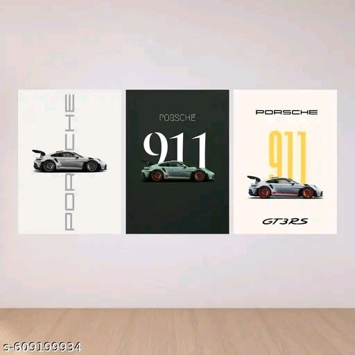 Porsche 911 GT3 RS Split Wall Poster Set of 3 | Luxury Sports Car Automotive Wall Art | Premium HD Matte Prints for Bedroom, Office & Gaming Room Decor