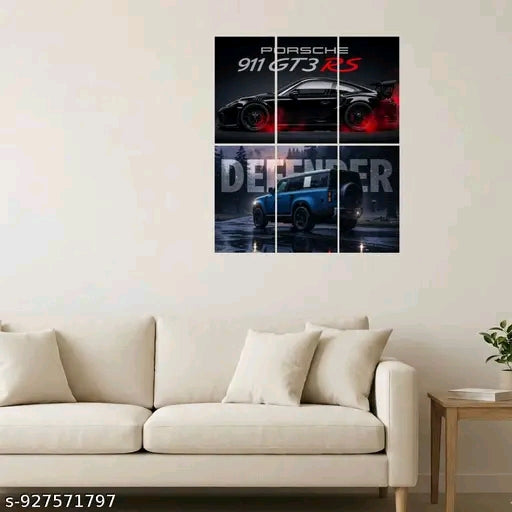 Porsche 911 GT3 RS & Defender Wall Poster Set of 6 | Luxury Supercar Aesthetic Posters | Premium Matte Prints for Bedroom, Gaming Room & Office Decor